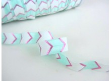 Elastisches Falzgummi Boho Mint - Pink Glitzer